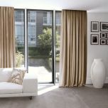 Stylish drape for living room, smooth, monochrome, glossy, warm beige