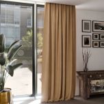 Beautiful one-colour curtain, matt, soft touch, pastel beige with orange