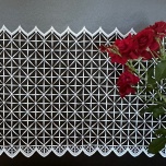 Biała firana, nowoczesna gipiurowa, wzór geometryczny