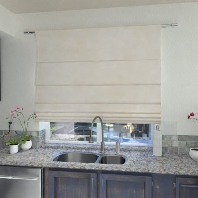 Modern Roman blind in matte smooth light cream