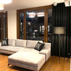 Black modern living room drape, velvet, soft touch